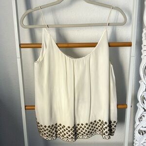 Tangerine NYC cream camisole w metallic beading, small, NWT